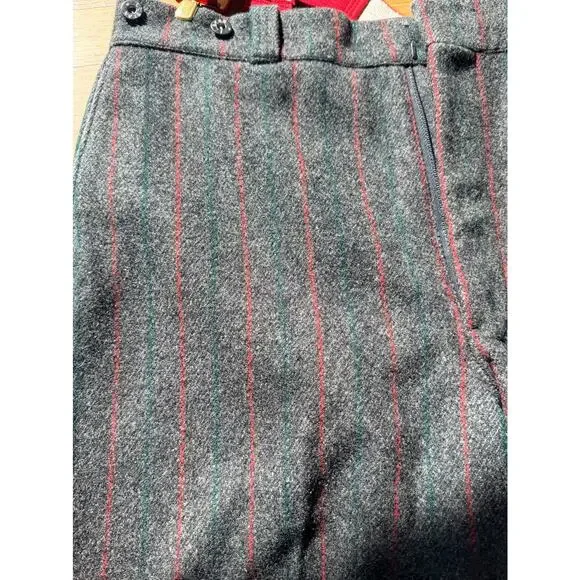 Vintage 1960s LL Bean Script Tag Heavy Wool Hunting Pants with Suspenders Stripe - Picture 16 of 16